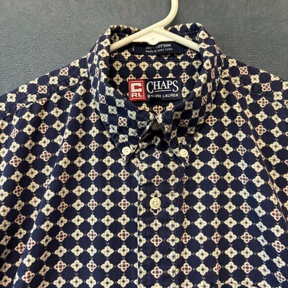 Chaps Ralph Lauren Shirt Geometric Button-Down Casual Medium Office Work Golf - Picture 7 of 10